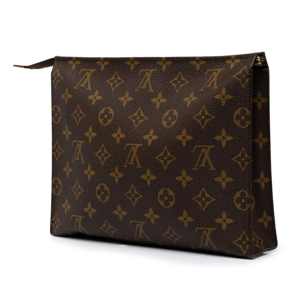 Louis Vuitton Monogram Toiletry Pouch 26 Brown Canvas Good - Back View