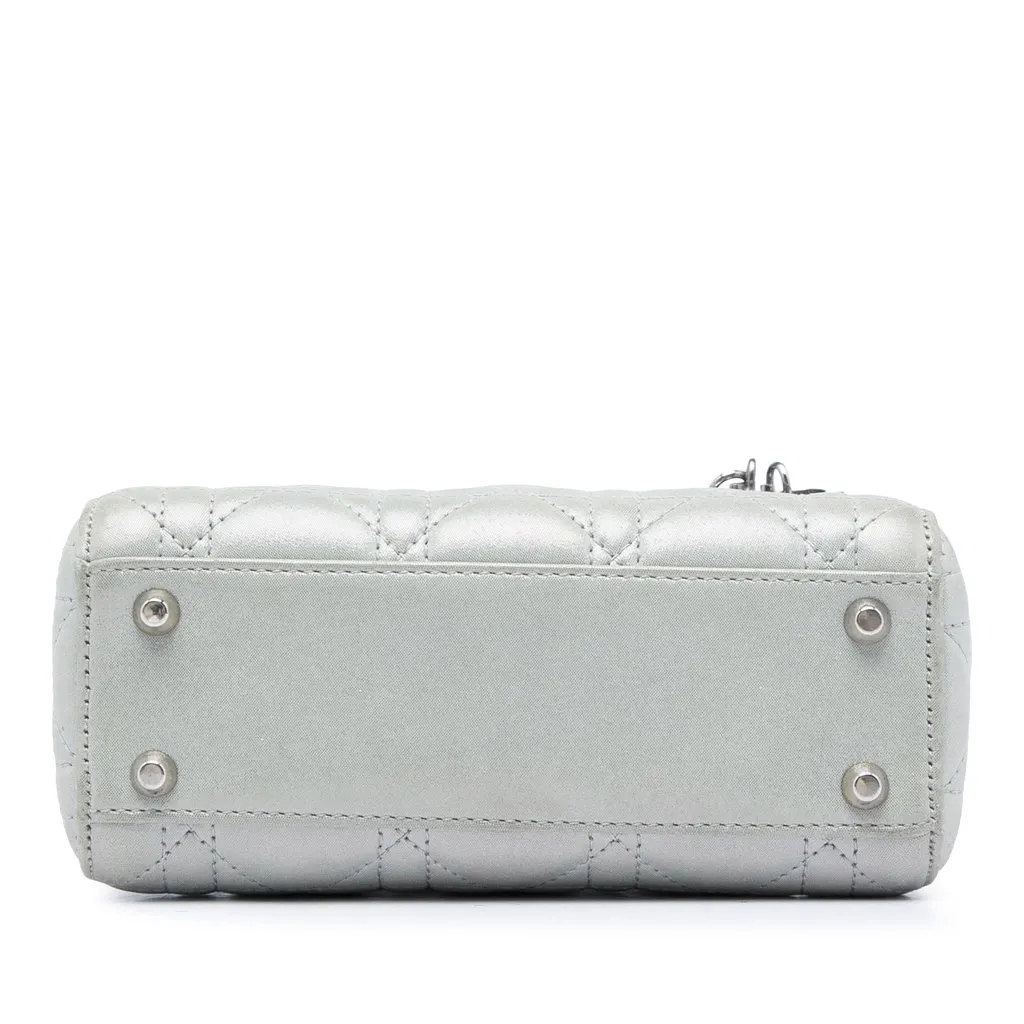 Dior Mini Iridescent Lambskin Cannage Lady Dior Silver Leather Very good - Inside View