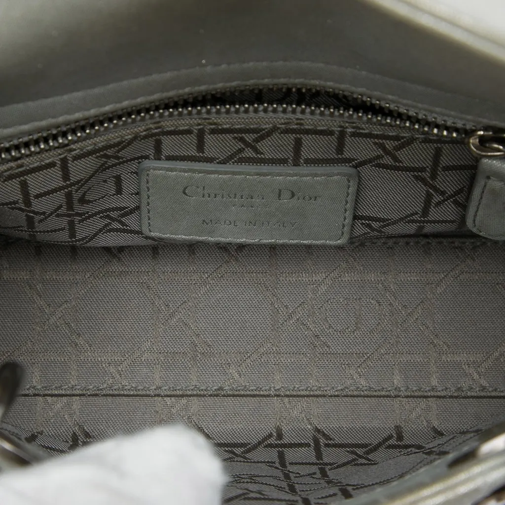 Dior Mini Iridescent Lambskin Cannage Lady Dior Silver Leather Very good - Model View