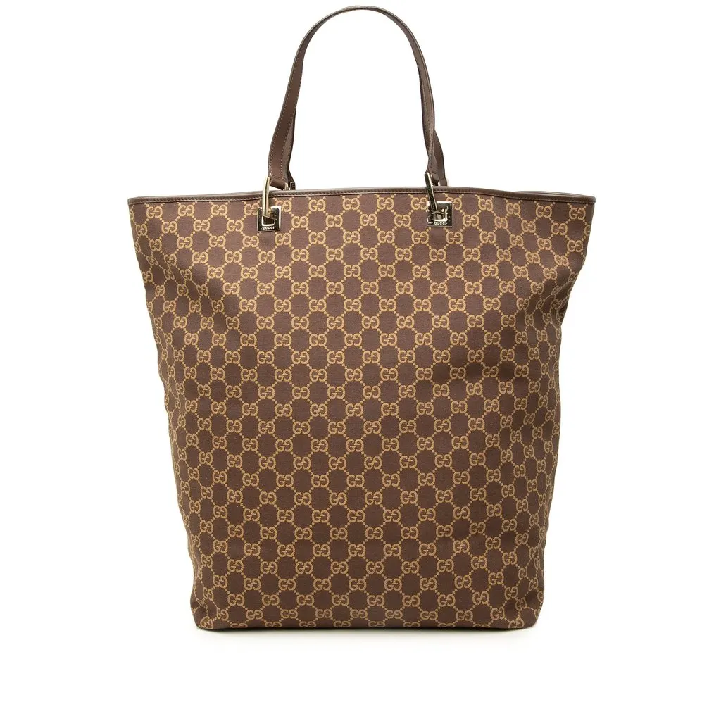 Gucci GG Canvas Tote Brown Canvas Good - Front View