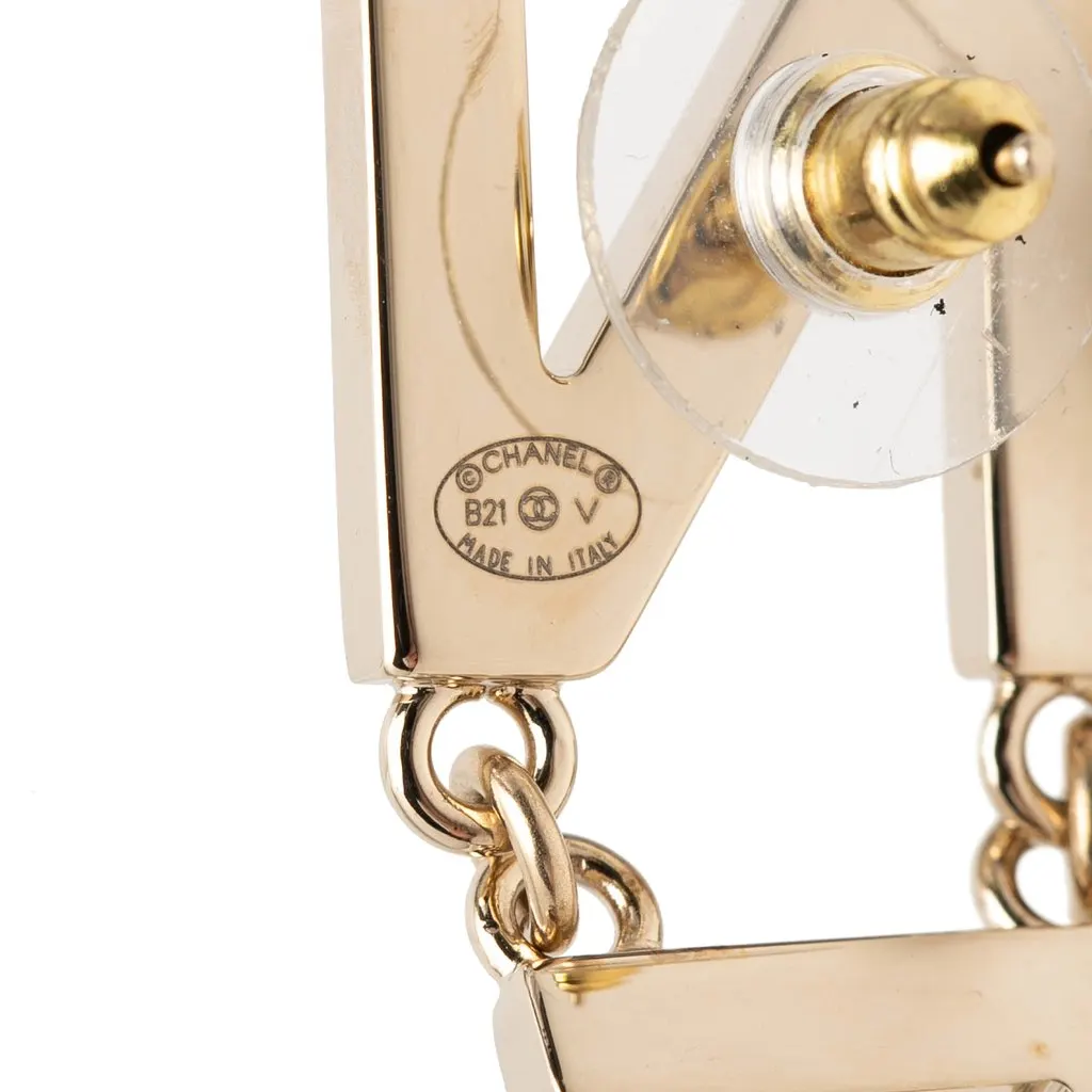 Chanel Gold Plated CHA NEL Drop Push Back Earrings Gold Metal Very good - Inside View