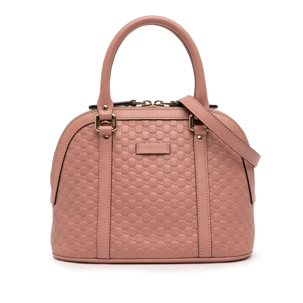 Gucci Mini Microguccissima Dome Satchel Pink Leather Very good - Front View