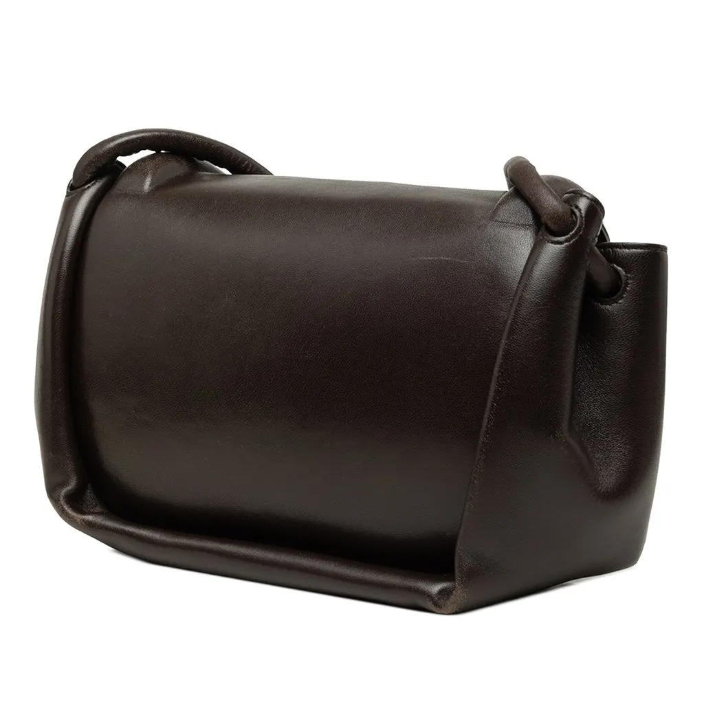 Bottega Veneta Small Lambskin Beak Crossbody Brown Leather Good - Back View