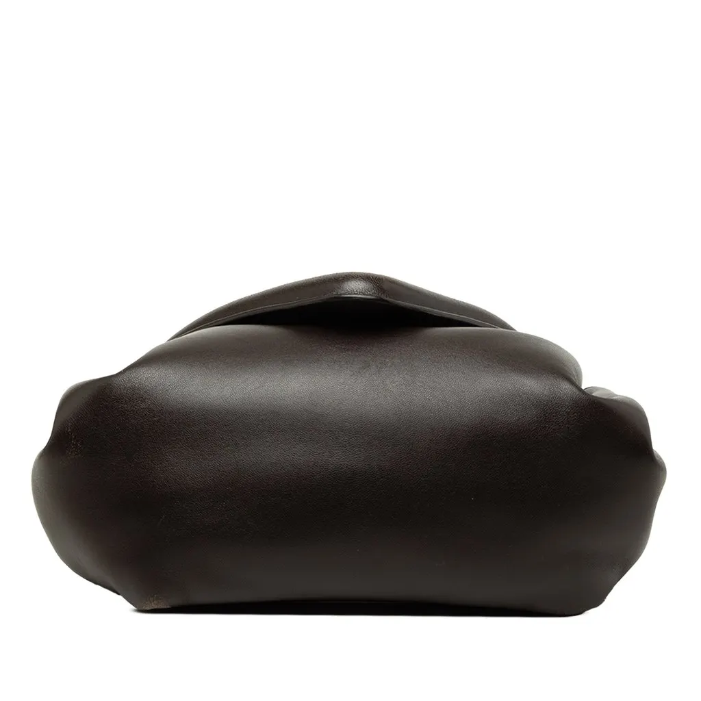 Bottega Veneta Small Lambskin Beak Crossbody Brown Leather Good - Inside View