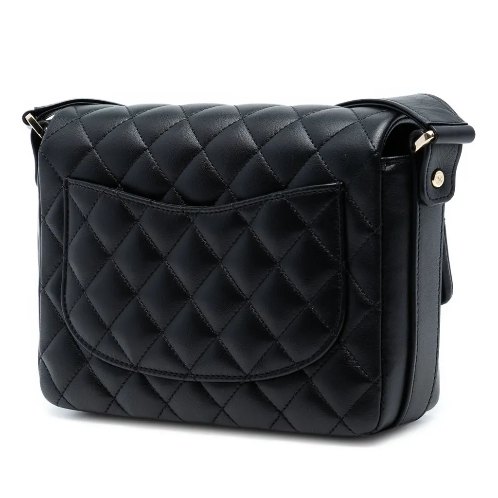 Chanel Quilted Calfskin Bolero de Chanel Flap Black Leather Very good - Back View