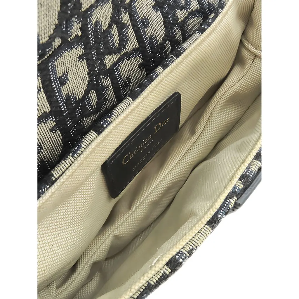 Dior Mini Oblique Canvas Saddle Bag Blue Canvas Very good - Model View