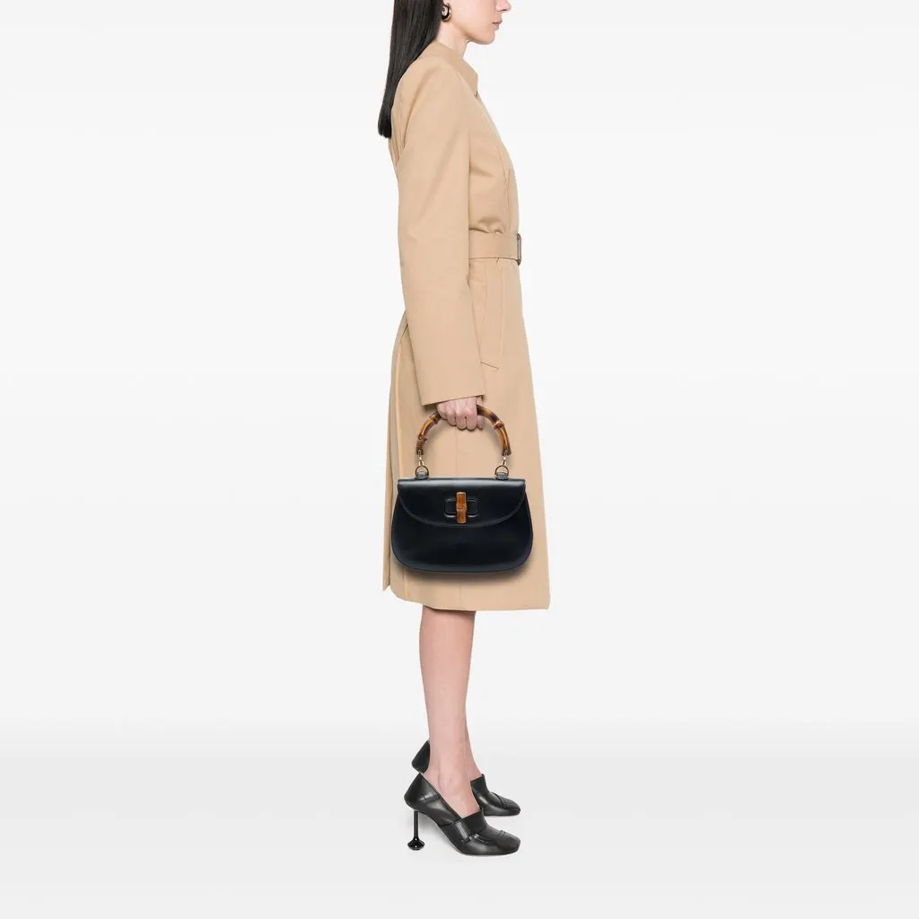 Gucci Calfskin Bamboo Night Black Leather Very good - Box View