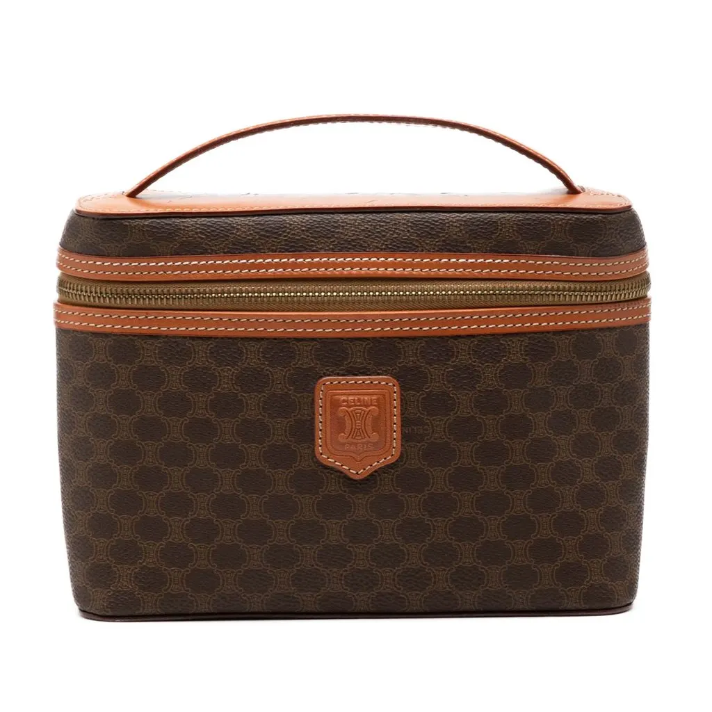 Celine Macadam Coated Canvas Vanity Bag Brown Very good - Front View