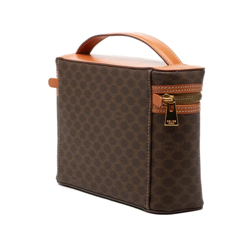 Celine Macadam Coated Canvas Vanity Bag Brown Very good - Back View