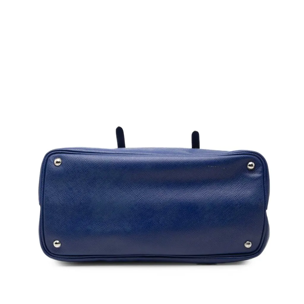 Prada Medium Saffiano Cuir Double Handle Satchel Blue Leather Very good - Inside View