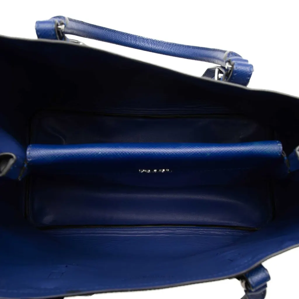 Prada Medium Saffiano Cuir Double Handle Satchel Blue Leather Very good - Model View