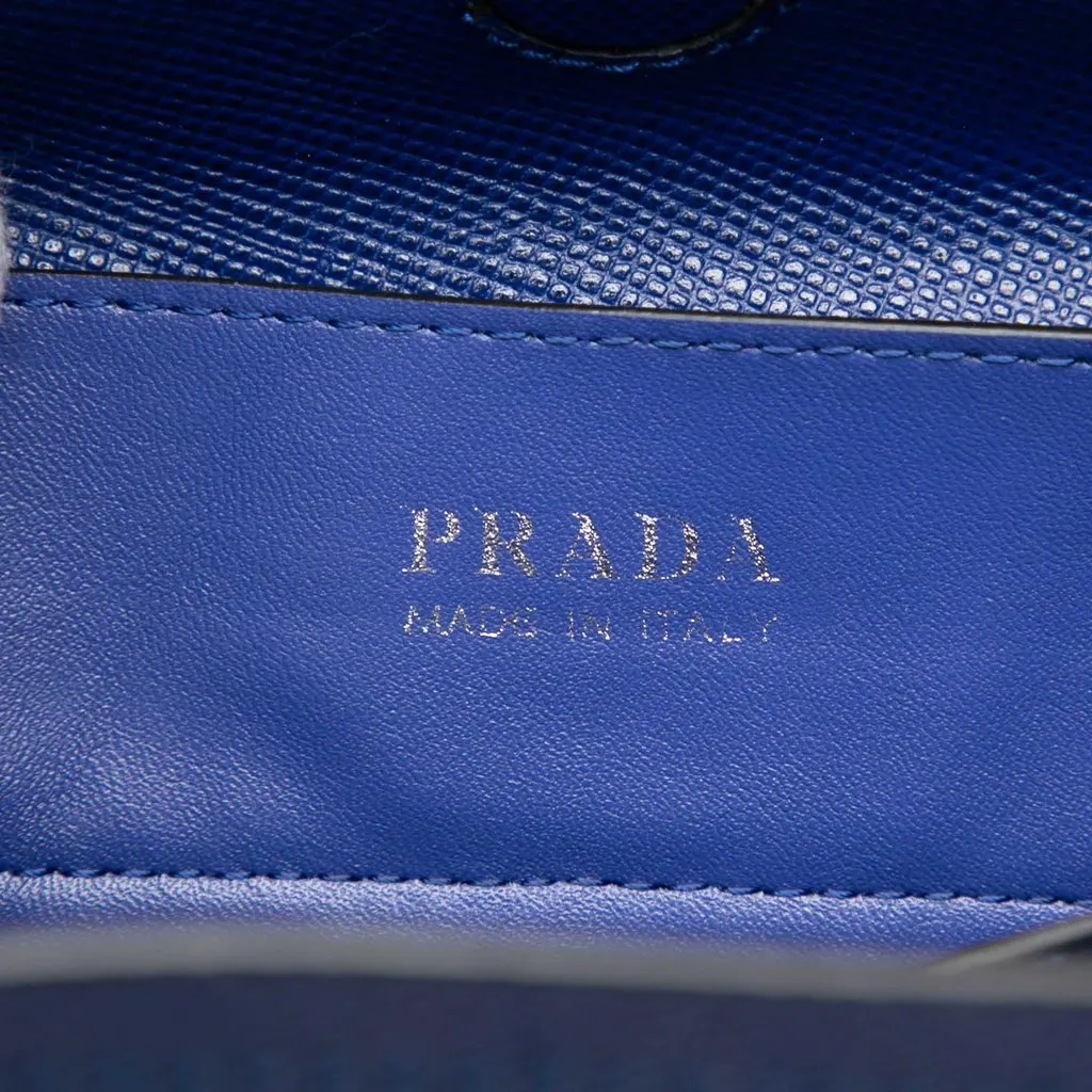 Prada Medium Saffiano Cuir Double Handle Satchel Blue Leather Very good - Box View