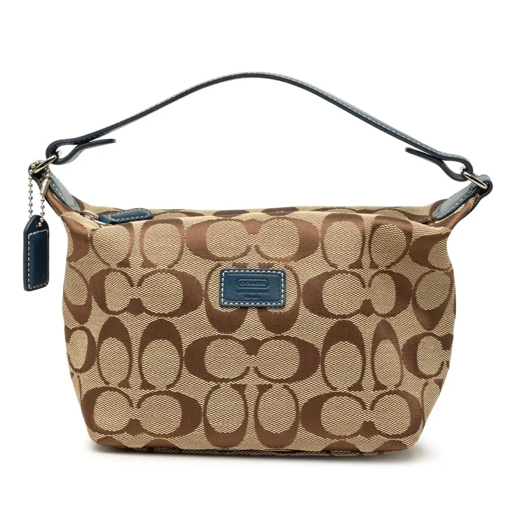 Coach Mini Signature Canvas Hobo Brown Canvas Very good - Front View