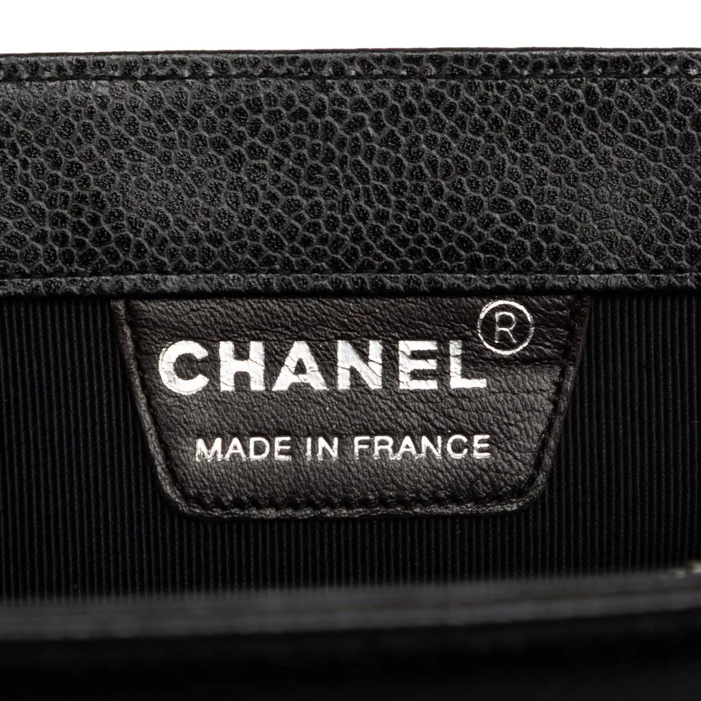 Chanel CC Caviar Metal Top Handle Tote Black Leather Very good - Box View