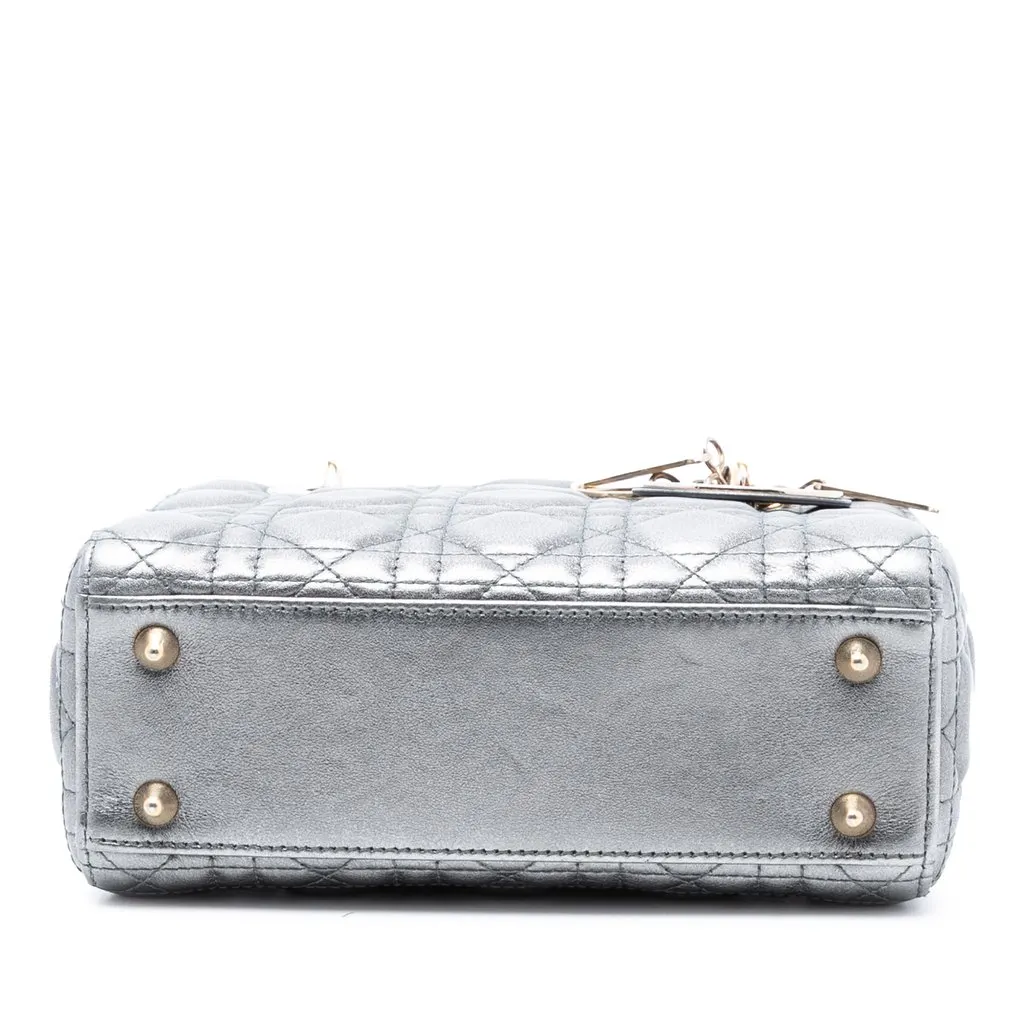 Dior Small Metallic Lambskin Cannage My ABCDior Lady Dior Silver Leather Very good - Inside View