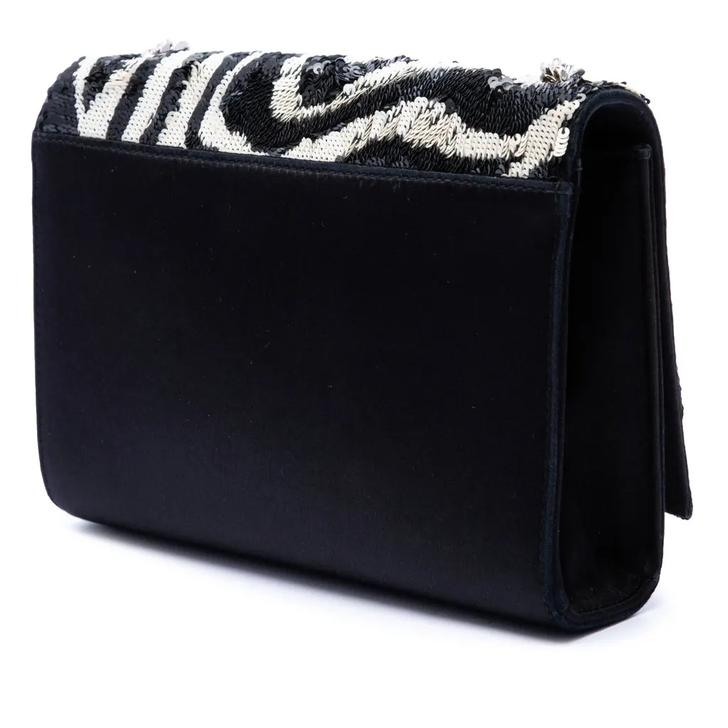 Saint Laurent Small Satin Monogram Kate Zebra Sequin Crossbody Black Very good - Back View
