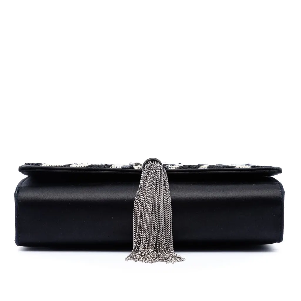 Saint Laurent Small Satin Monogram Kate Zebra Sequin Crossbody Black Very good - Inside View
