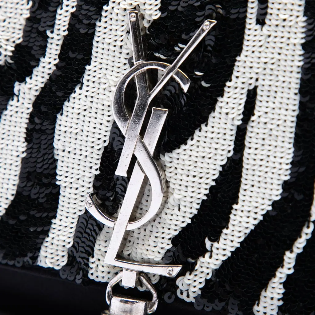 Saint Laurent Small Satin Monogram Kate Zebra Sequin Crossbody Black Very good - Box View