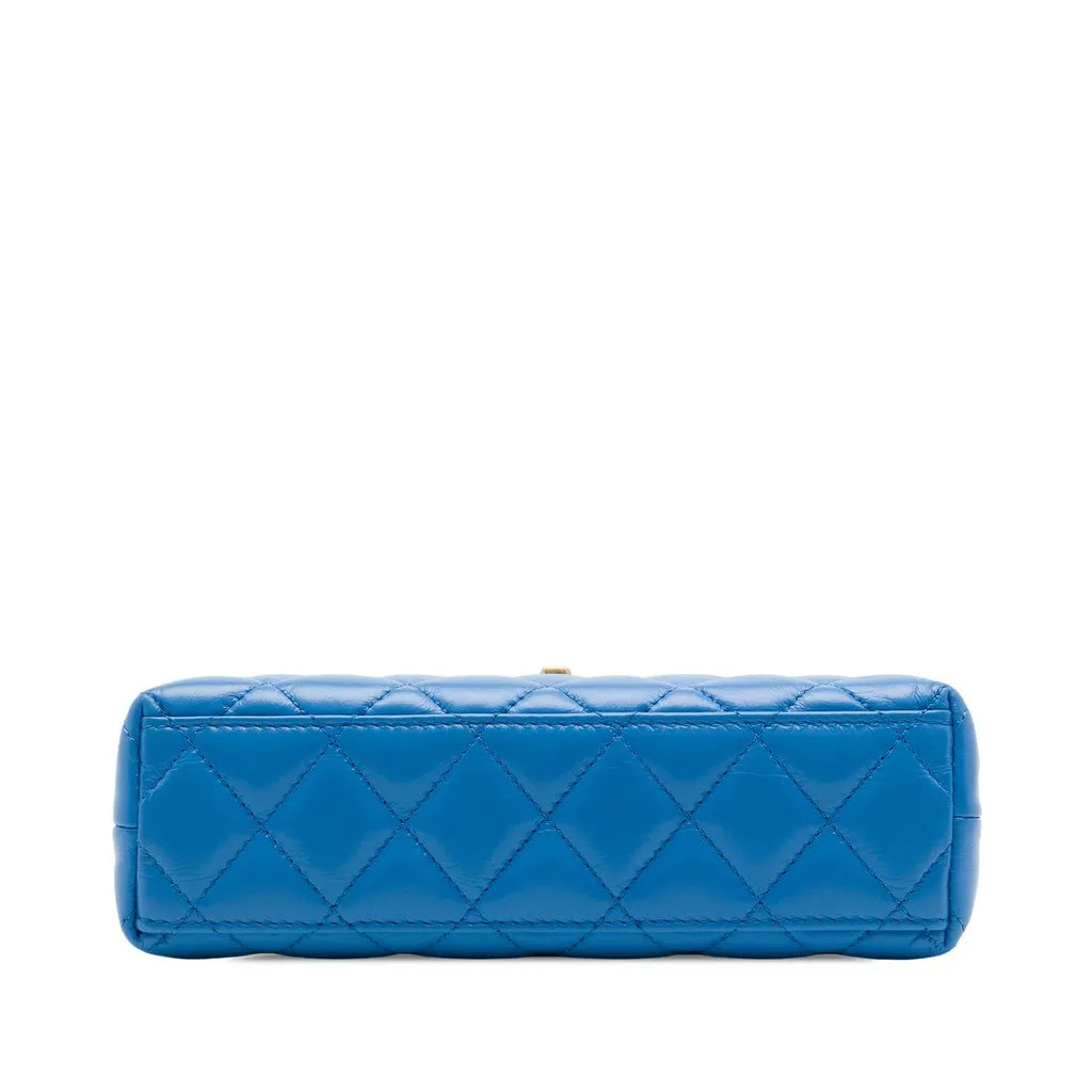 Chanel Nano Aged Calfskin Kelly Shopper Bag Blue Leather Very good - Inside View