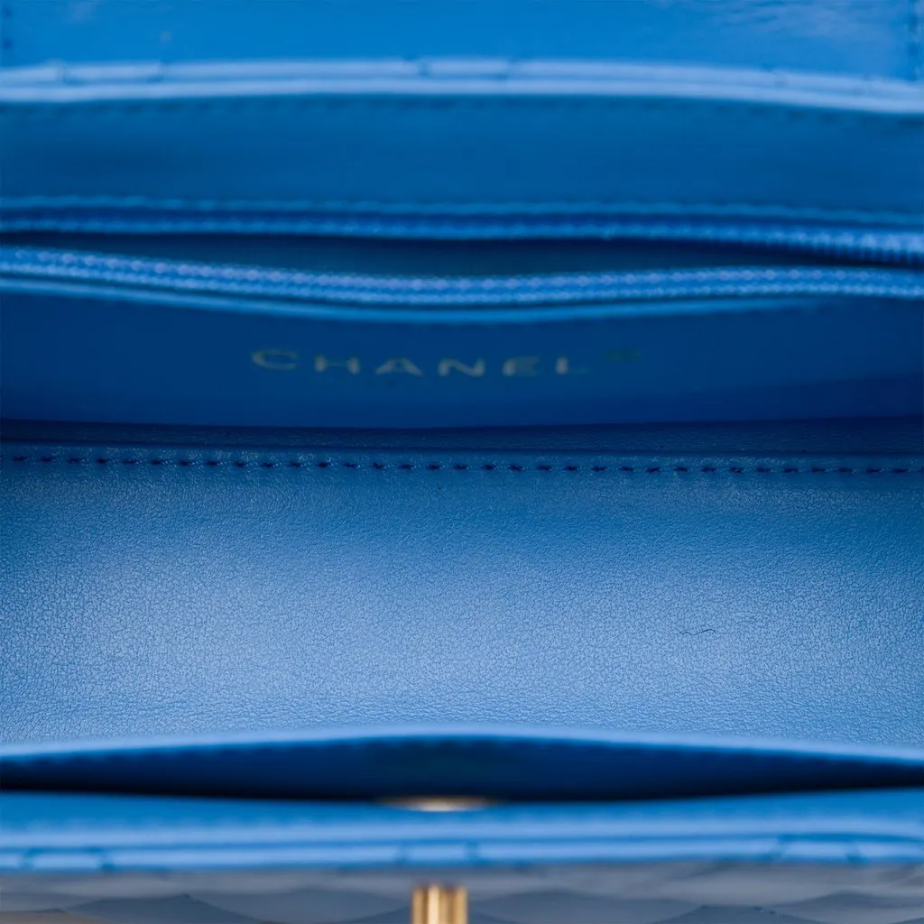 Chanel Nano Aged Calfskin Kelly Shopper Bag Blue Leather Very good - Model View