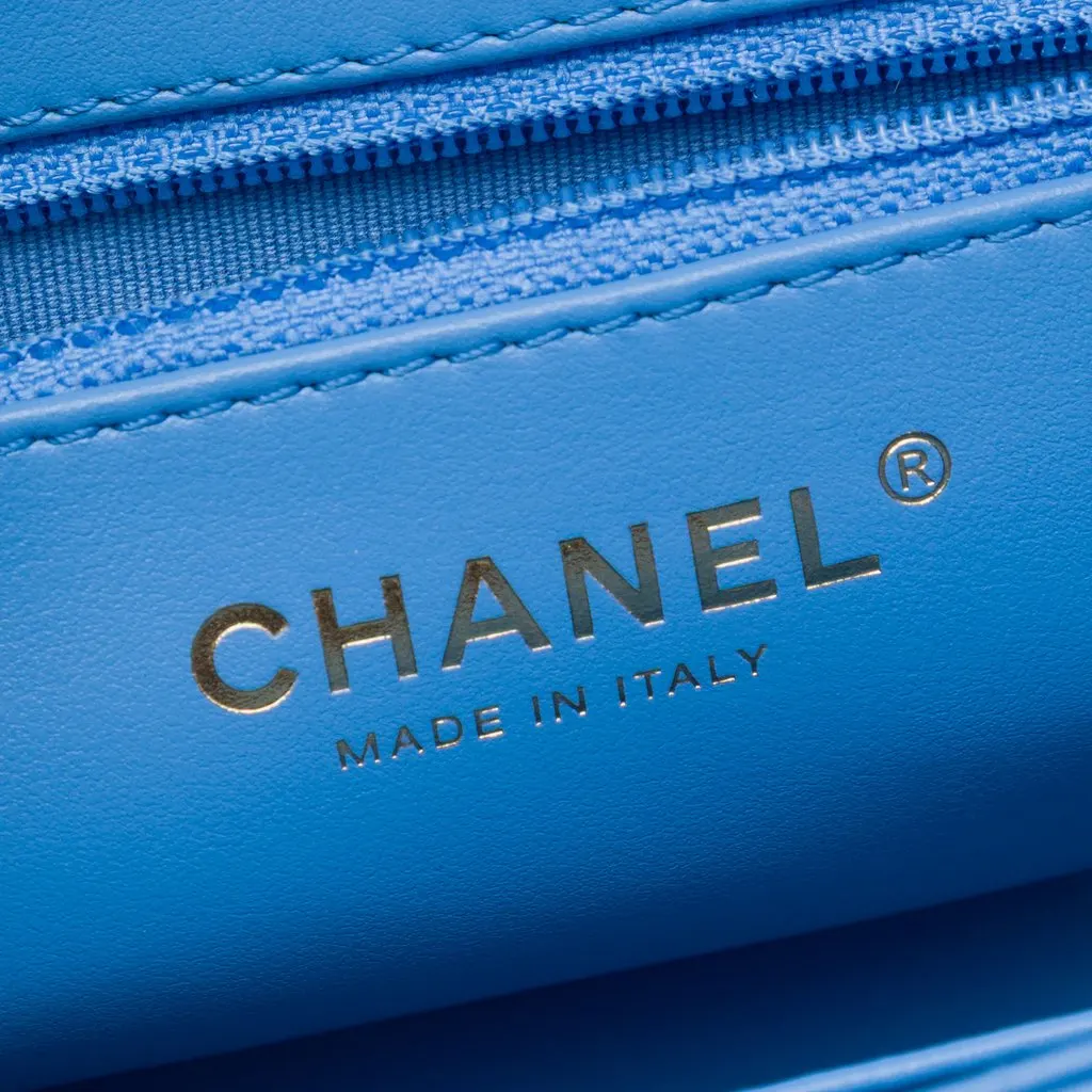 Chanel Nano Aged Calfskin Kelly Shopper Bag Blue Leather Very good - Box View