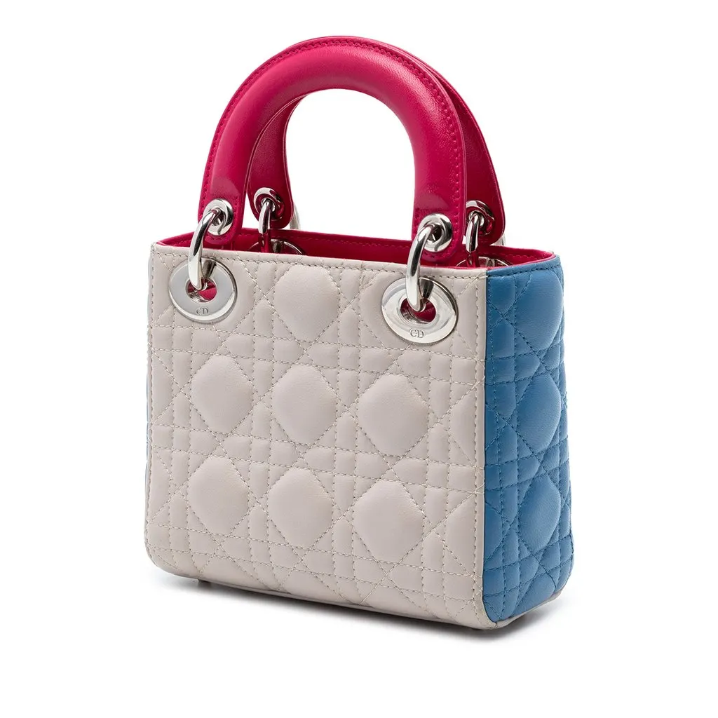 Dior Mini Tricolor Lambskin Cannage Lady Dior Brown Leather Very good - Back View