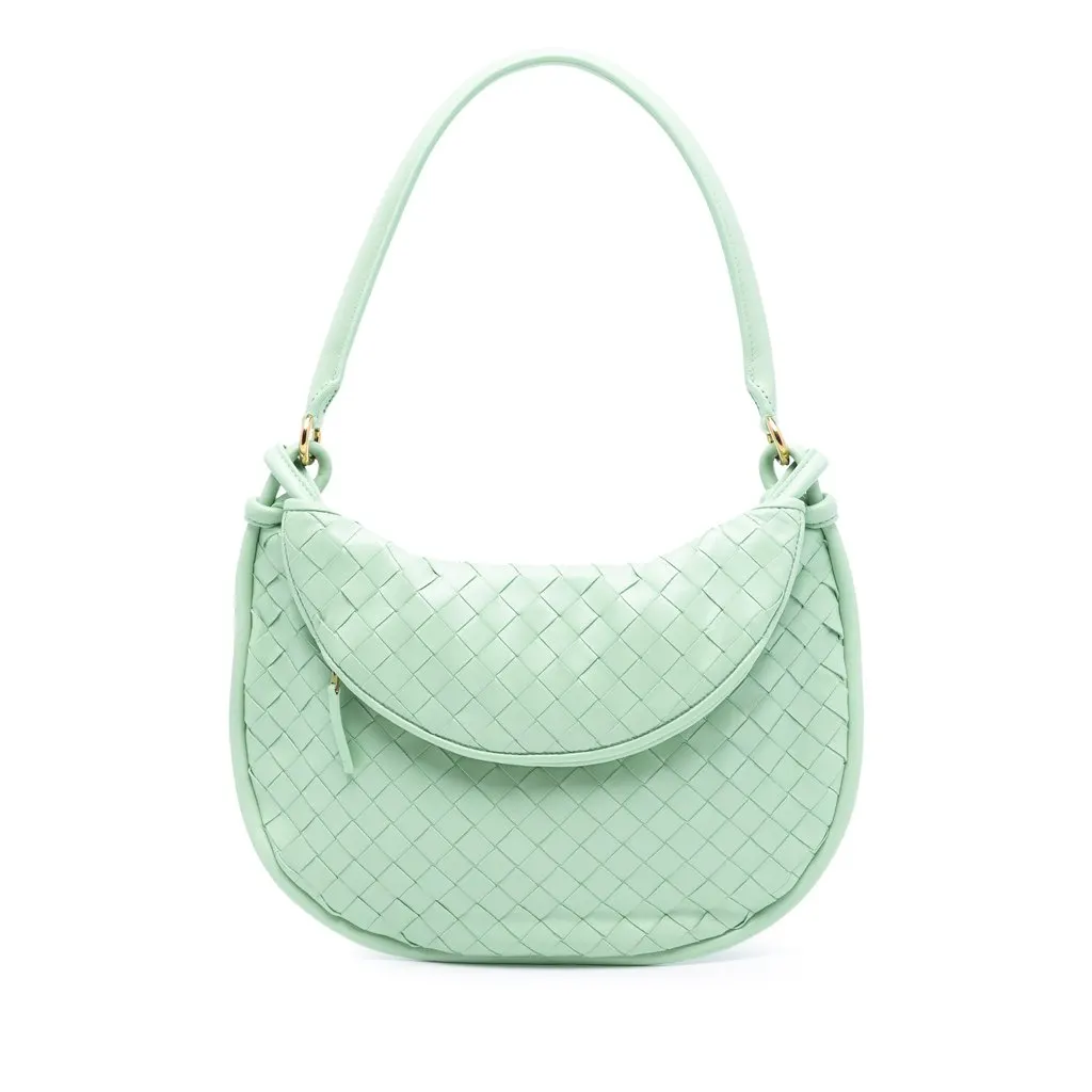 Bottega Veneta Medium Nappa Intrecciato Gemelli Hobo Green Leather Very good - Front View