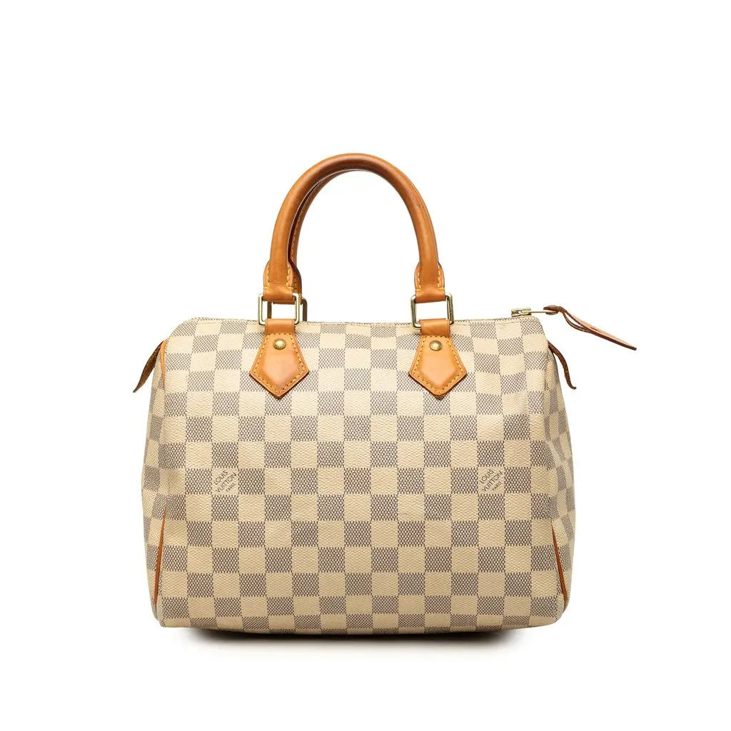 Louis Vuitton Damier Azur Speedy 25 White Good - Front View