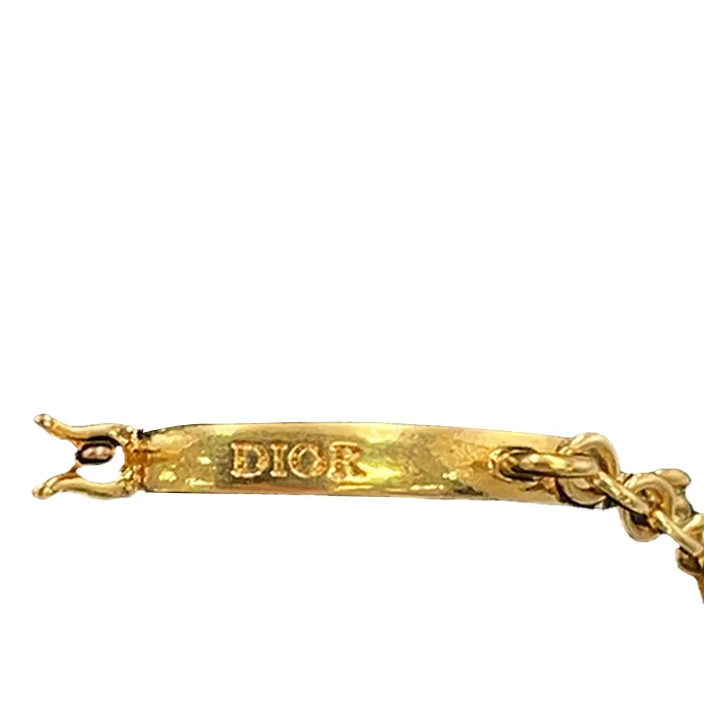 Dior Dio(r)evolution Gold Plated Strass Drop Hoop Earrings Gold Metal Very good - Model View