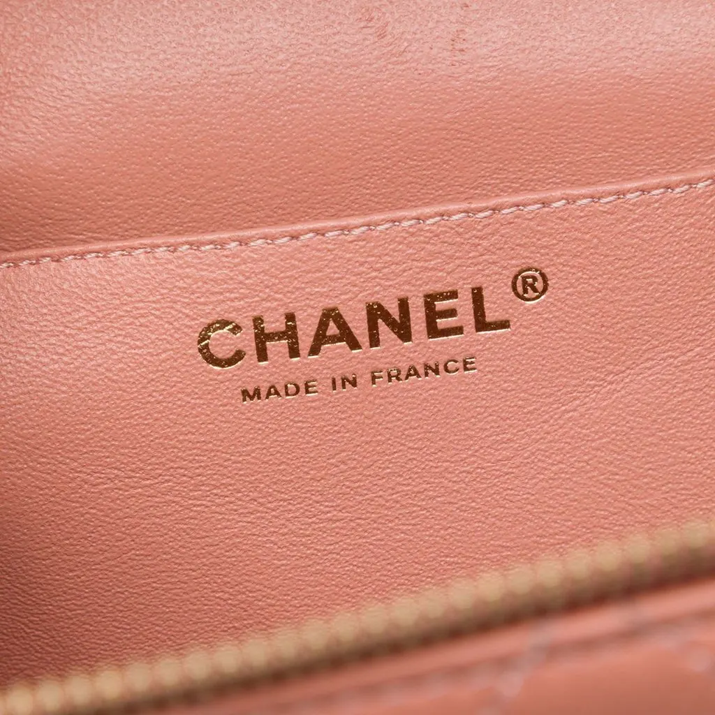 Chanel Large Quilted Lambskin Knock On Wood Vanity Case Brown Leather Very good - Box View