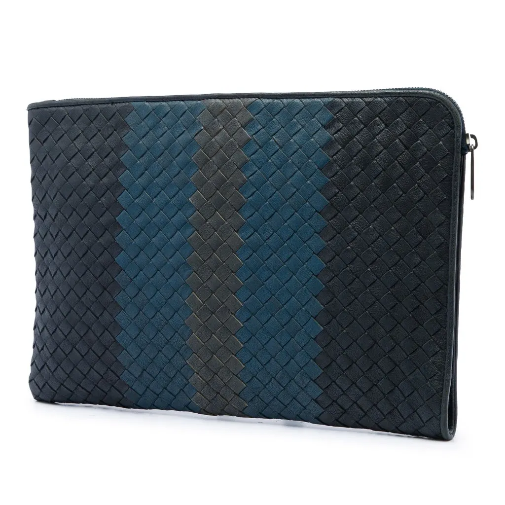 Bottega Veneta Tricolor Nappa Intrecciato Clutch Black Leather Very good - Back View
