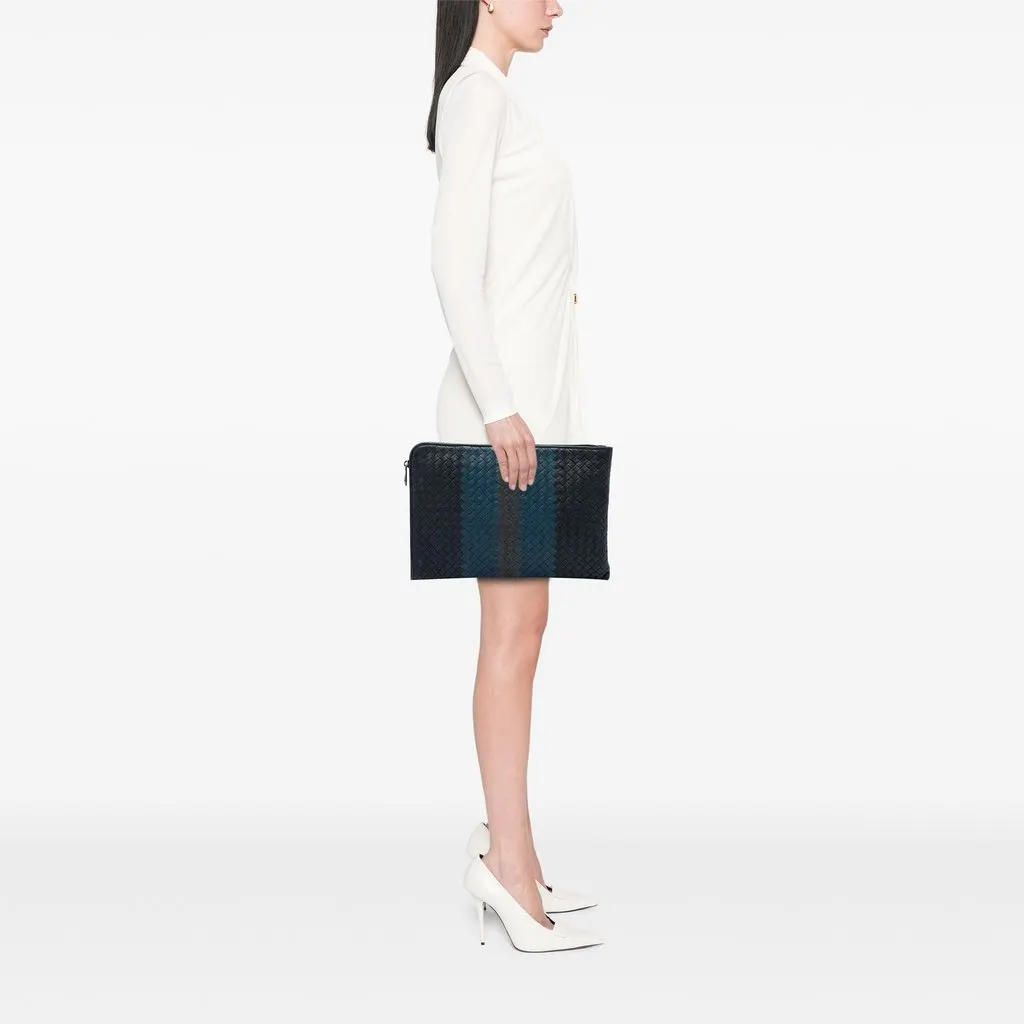 Bottega Veneta Tricolor Nappa Intrecciato Clutch Black Leather Very good - Box View