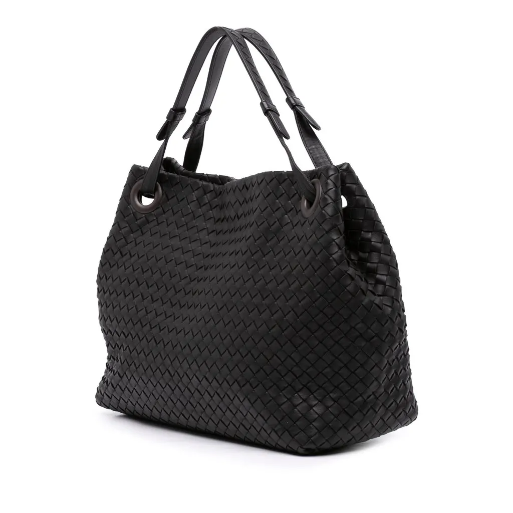 Bottega Veneta Medium Nappa Intrecciato Garda Tote Black Leather Very good - Back View