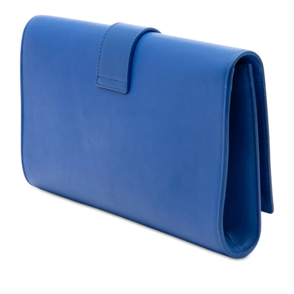 Saint Laurent Leather Chyc Ligne Clutch Blue Leather Very good - Back View