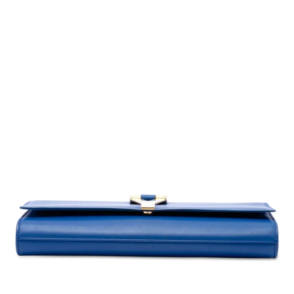 Saint Laurent Leather Chyc Ligne Clutch Blue Leather Very good - Inside View