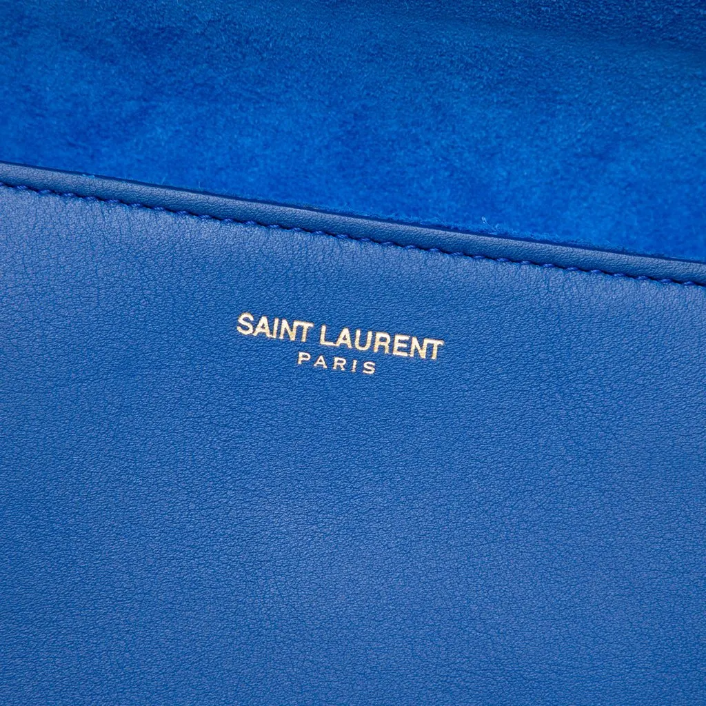Saint Laurent Leather Chyc Ligne Clutch Blue Leather Very good - Box View