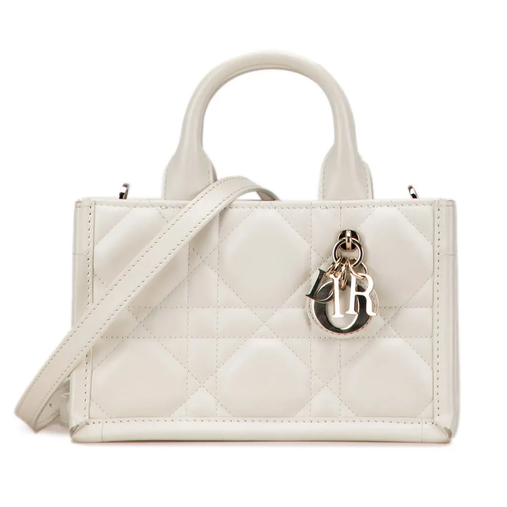 Dior Mini Calfskin Macrocannage Book Tote White Leather Very good - Front View