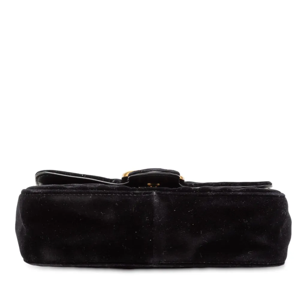 Gucci Small GG Marmont Matelasse Velvet Shoulder Bag Black Velvet Very good - Inside View