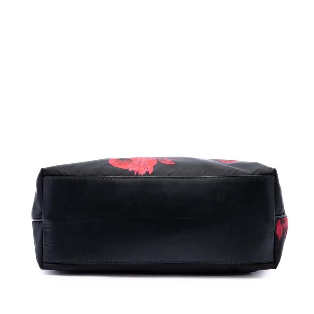 Prada Tessuto Stampato Rose Shoulder Bag Black Very good - Inside View