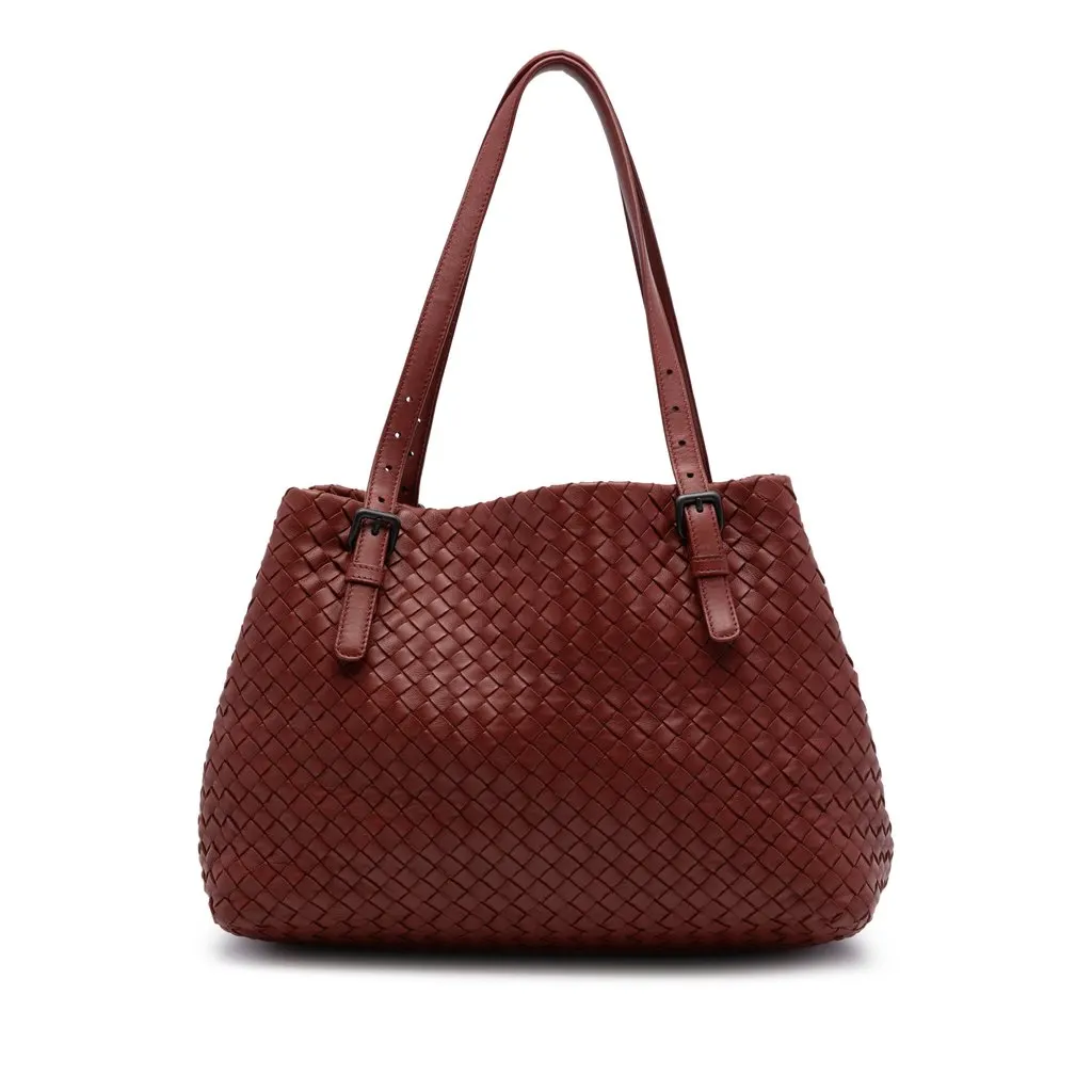 Bottega Veneta Medium Nappa Intrecciato Cesta Tote Red Leather Very good - Front View