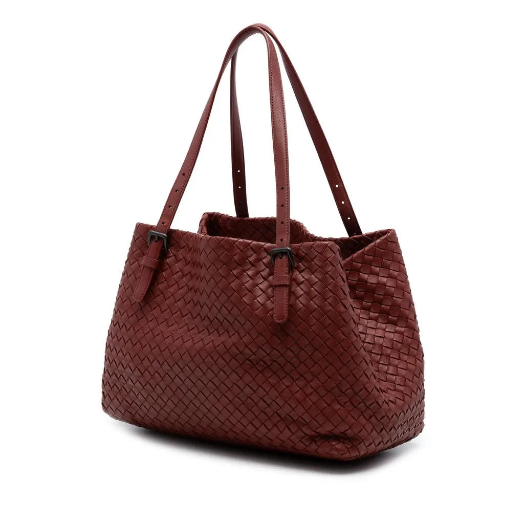 Bottega Veneta Medium Nappa Intrecciato Cesta Tote Red Leather Very good - Back View
