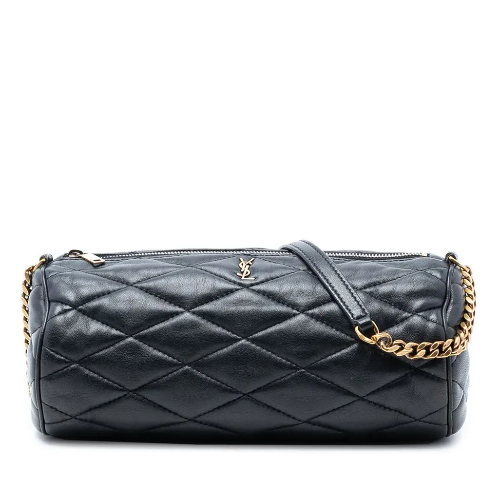 Saint Laurent Small Quilted Lambskin Sade Tube Bag Black Leather Very good - Front View
