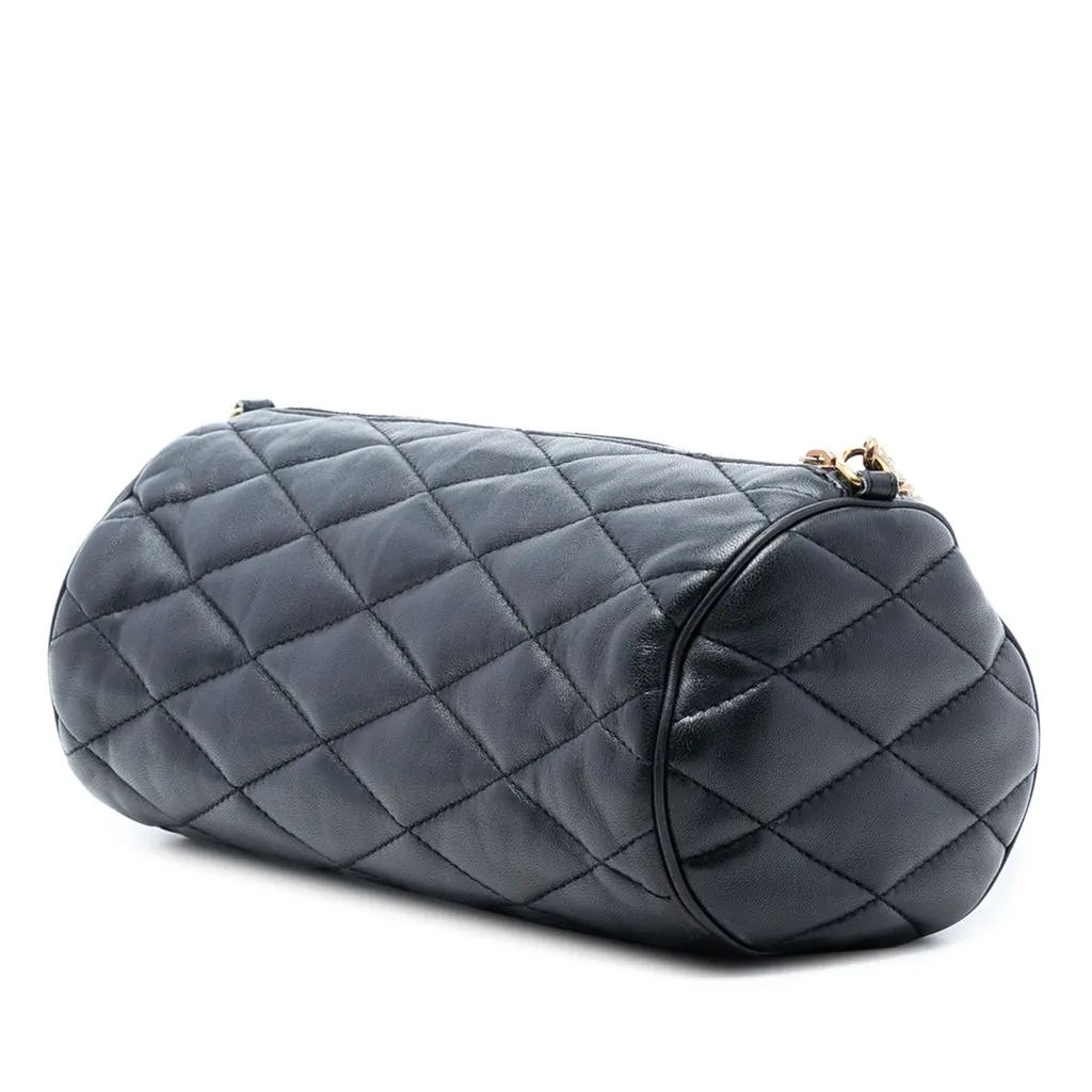 Saint Laurent Small Quilted Lambskin Sade Tube Bag Black Leather Very good - Back View