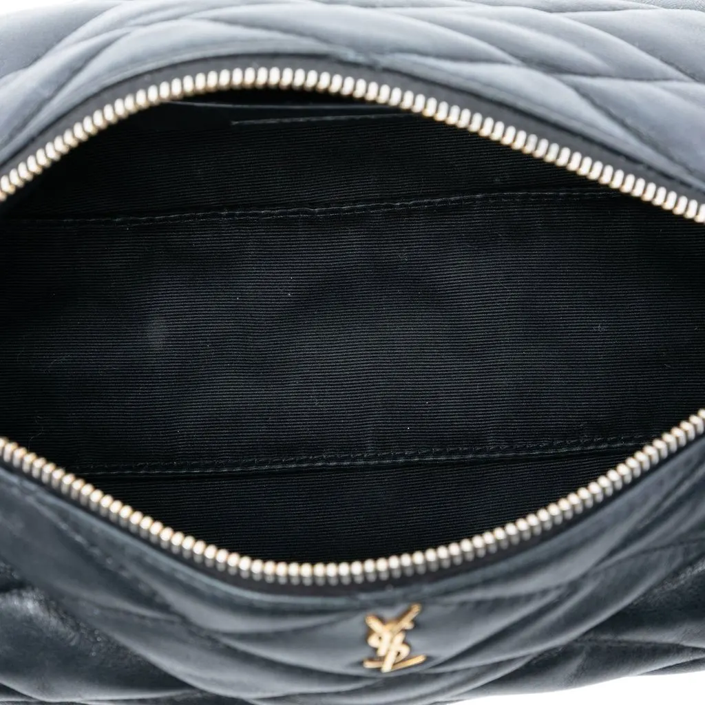 Saint Laurent Small Quilted Lambskin Sade Tube Bag Black Leather Very good - Model View