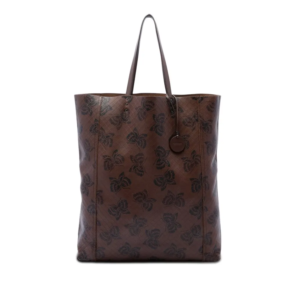 Bottega Veneta Leather Intrecciomirage Butterfly Tote Brown Leather Very good - Front View