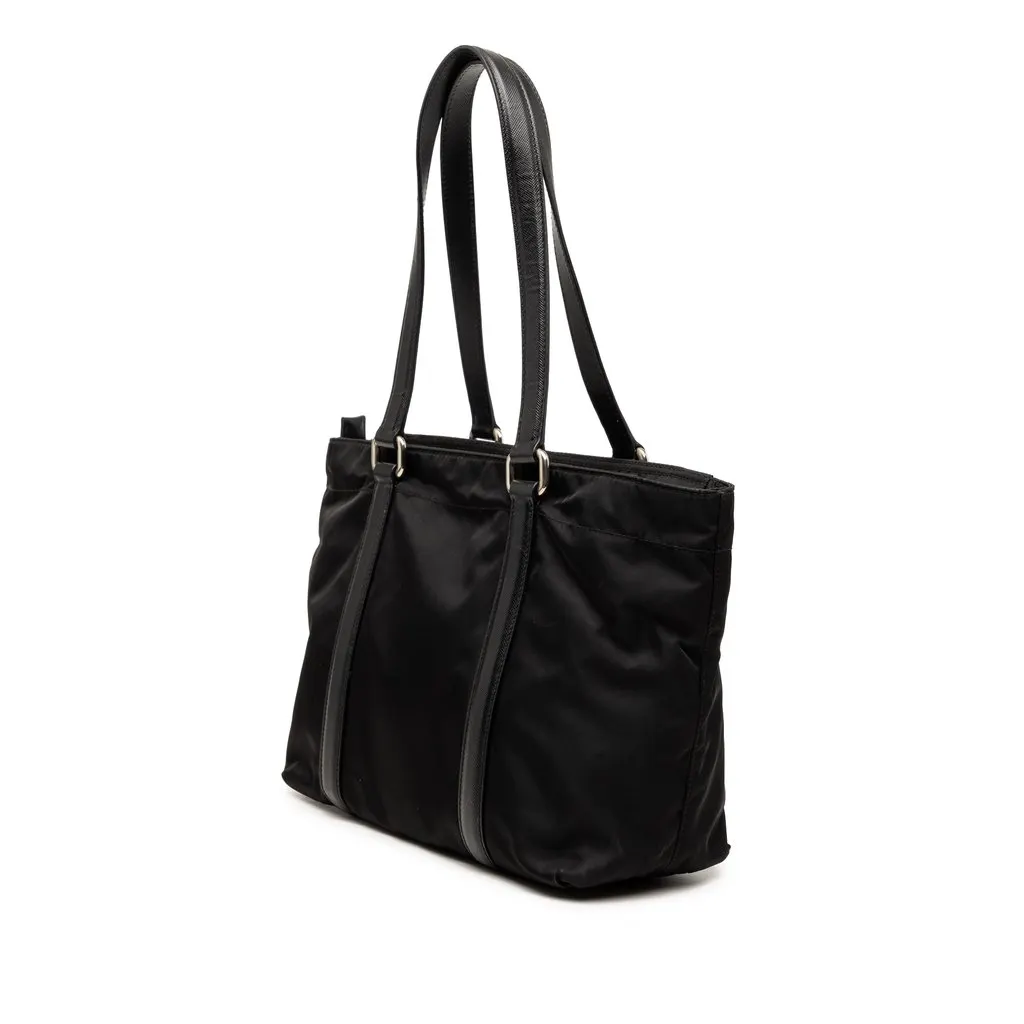 Prada Saffiano Trimmed Tessuto Tote Black Polyamide Very good - Back View