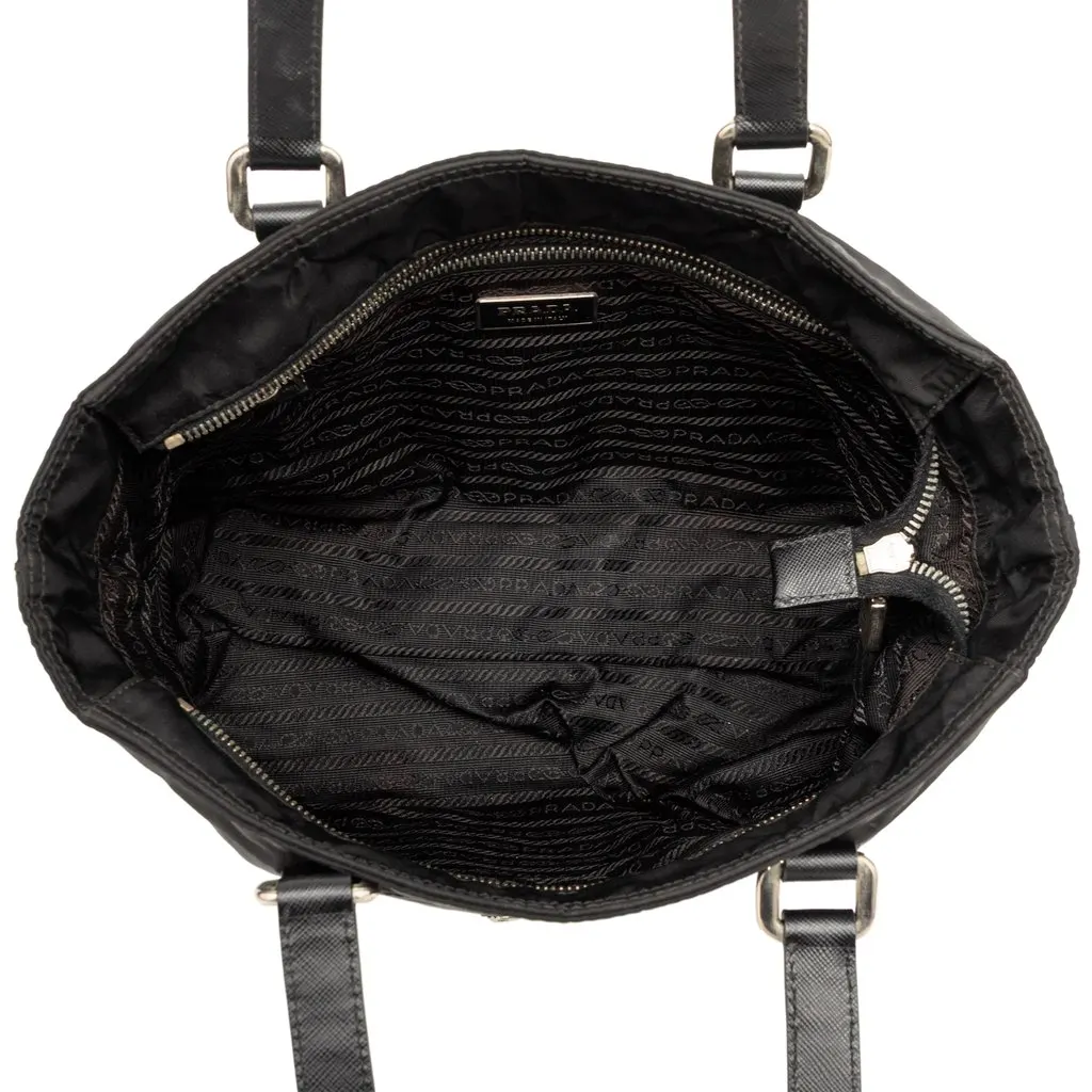 Prada Saffiano Trimmed Tessuto Tote Black Polyamide Very good - Model View