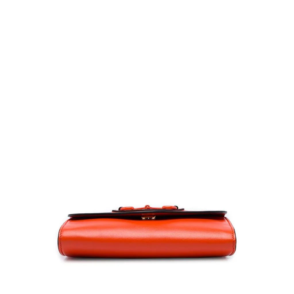 Gucci Mini Leather Horsebit 1955 Web Crossbody Orange Leather Good - Inside View