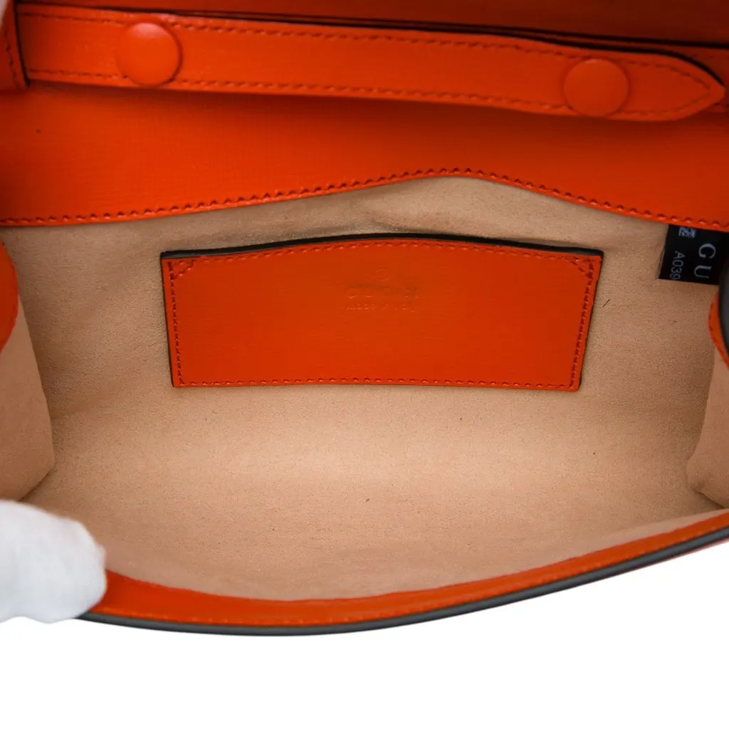 Gucci Mini Leather Horsebit 1955 Web Crossbody Orange Leather Good - Model View