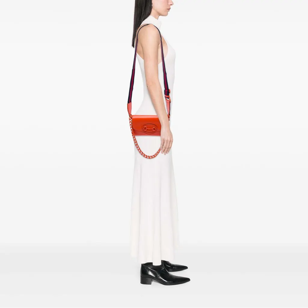 Gucci Mini Leather Horsebit 1955 Web Crossbody Orange Leather Good - Box View